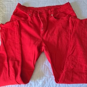VENUS Red Women's Pants with Branded Waist Label